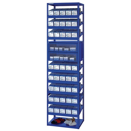 Regalturm DIN-Normteile mit Schubl.lampenmodul 2000x542,5x364 mm, orange